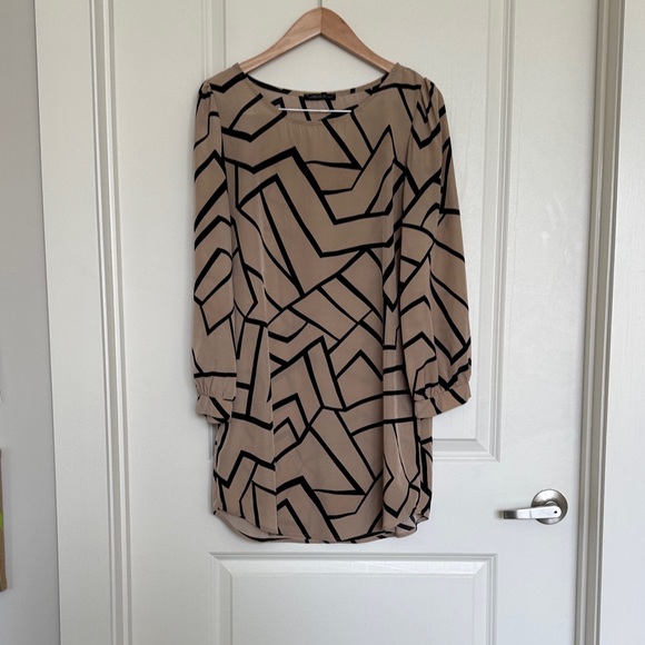 The Vintage Shop Dresses & Skirts - The Vintage Shop Beige and Black Geometric Mini Dress